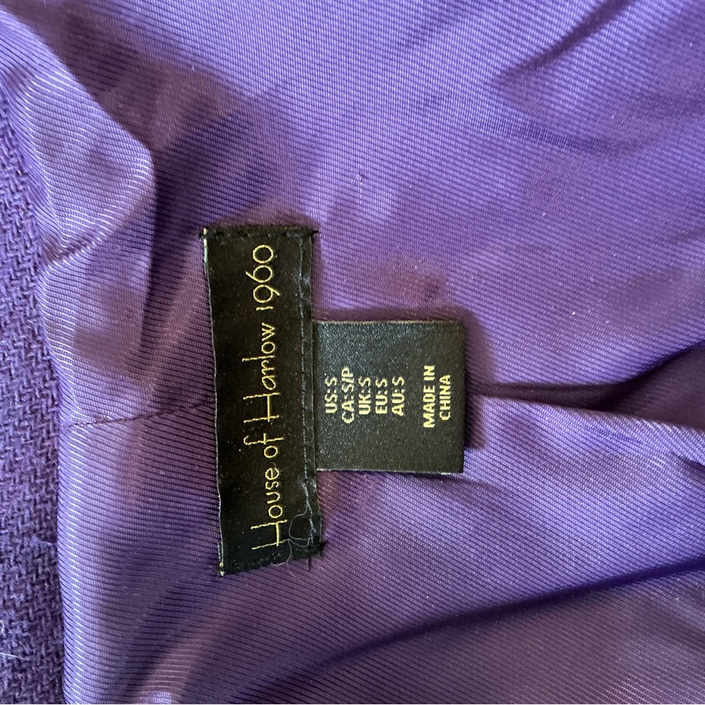 House of Harlow 1960 Purple Wool Trench Coat - Picture 3 of 4